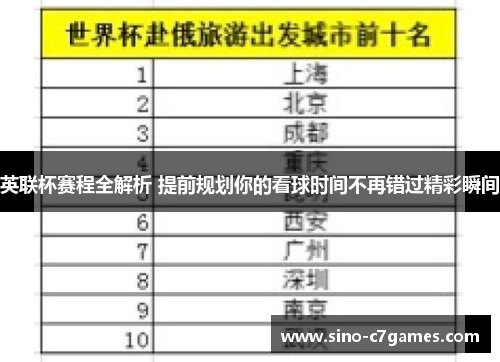 英联杯赛程全解析 提前规划你的看球时间不再错过精彩瞬间
